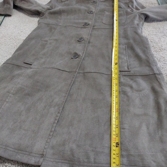 J.Jill tall M lightweight jacket gray/tan midi y2k faux‎ suede fabric classic - Picture 6 of 8